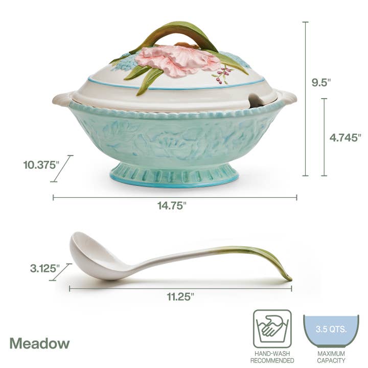 MULTI Fitz & Floyd Meadow Soup Tureen W Ladle Brown Bx Pkg for wholesale on Faire