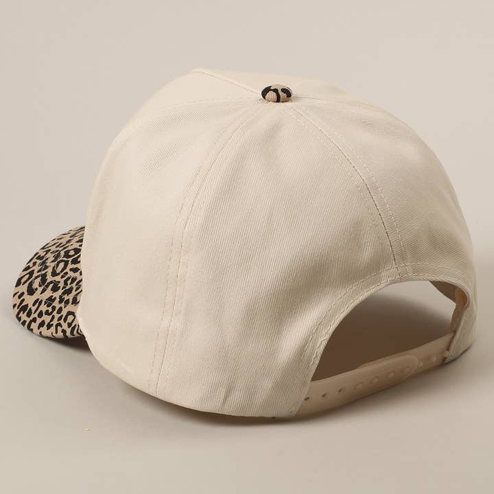 Leopard Pattern Two-Tone Canvas Trucker Hat for wholesale on Faire