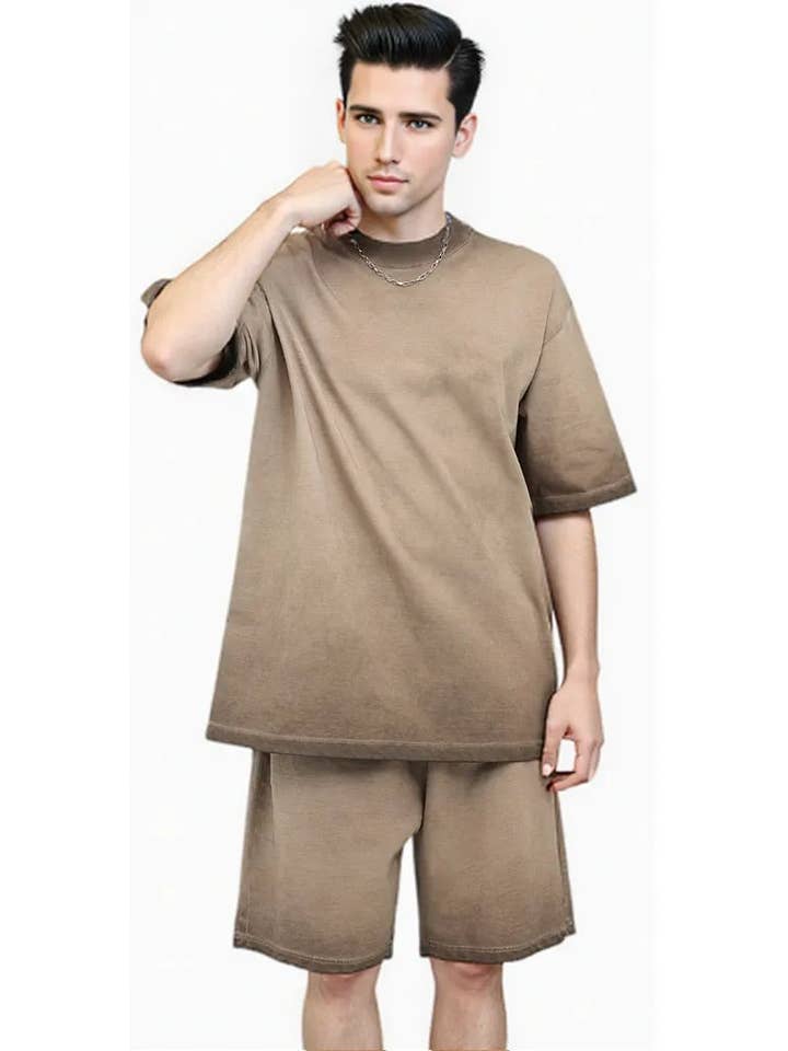 Royal Threads - Wholesale Lounge Set - Men's - Men Acid Wash Short SetÂ