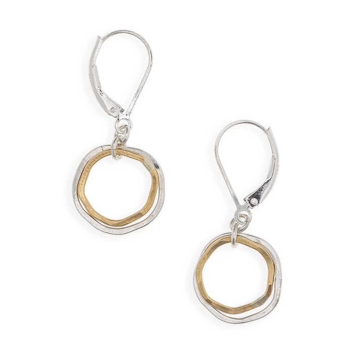 Mini Caldera Earrings, gold and silver circles for wholesale by Freshie & Zero