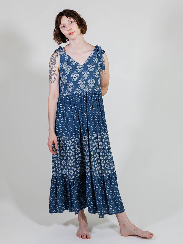 Mata Traders - Wholesale Dress - Women's - Lorelei Tiered Dress Indigo Trio7