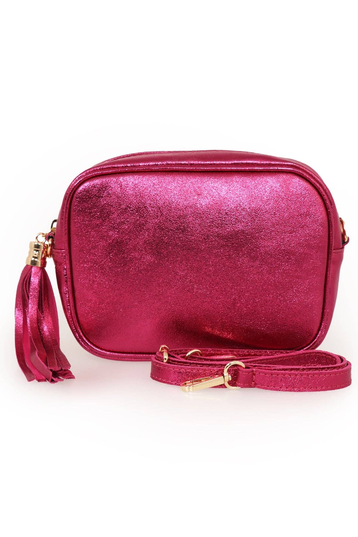 Sarta Pelle - Vente Sac à bandoulière – femme - Beau - Sac à bandoulière en cuir italien - Berry, métallisé0