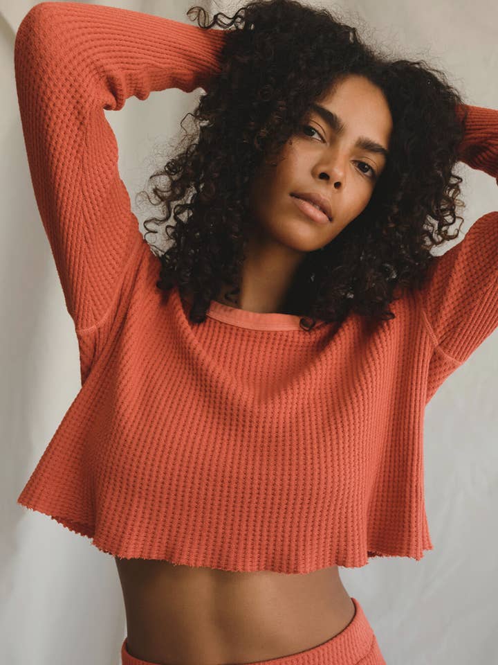 Sunrise Waffle Crop Top for wholesale by People Of Leisure