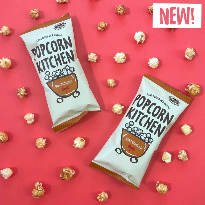 Gingerbread Popcorn Snack Bag, 30g x 12 for wholesale by Popcorn Kitchen Ltd