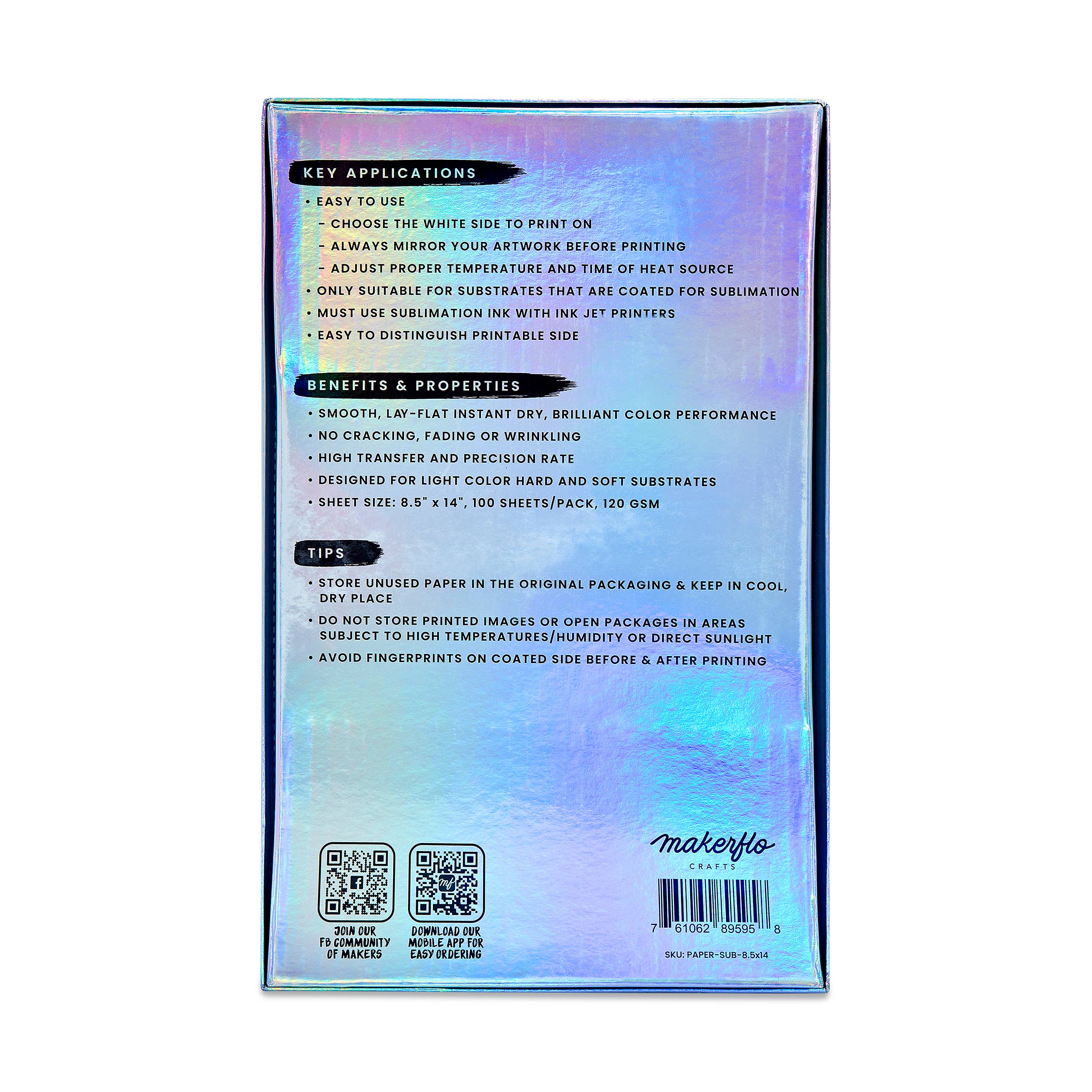 MakerFlo - Wholesale Craft Supplies - Makerflo Sublimation Paper 100 Sheets Heat Transfer Paper4