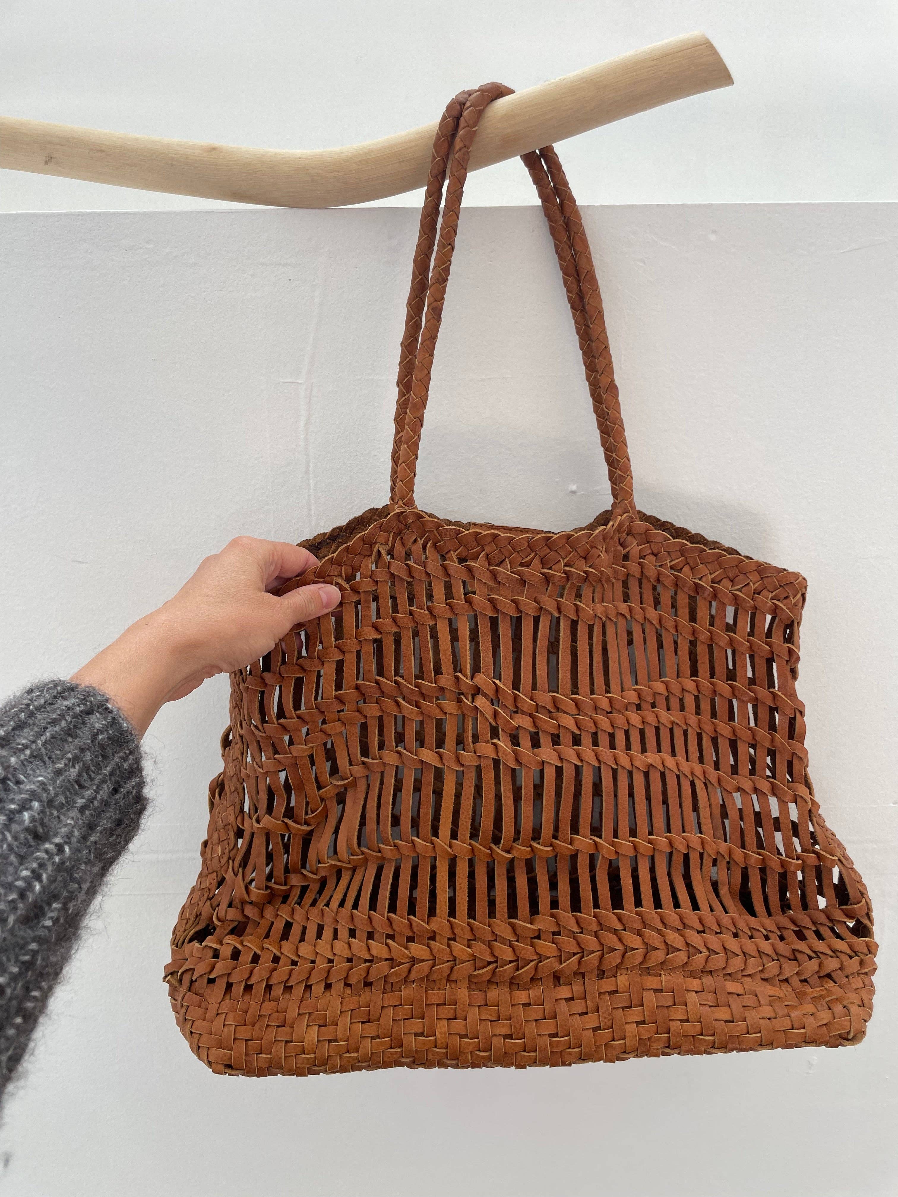 Happy French Gang – wholesale Beach bag – Luni Leather Woven Tan Bag12