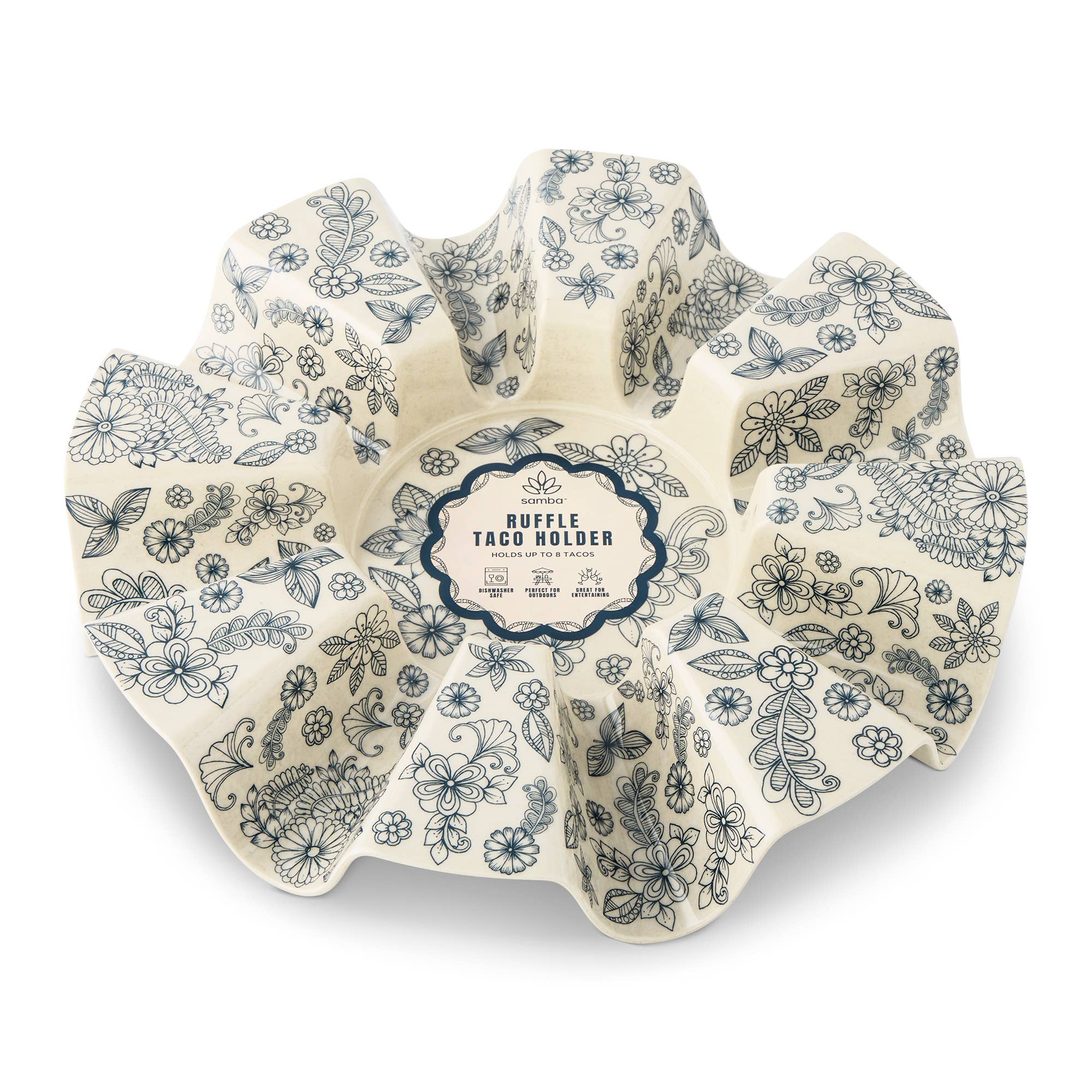 Core Home - Wholesale Serving Tray - Ruffle Taco Holder - Global Floral1