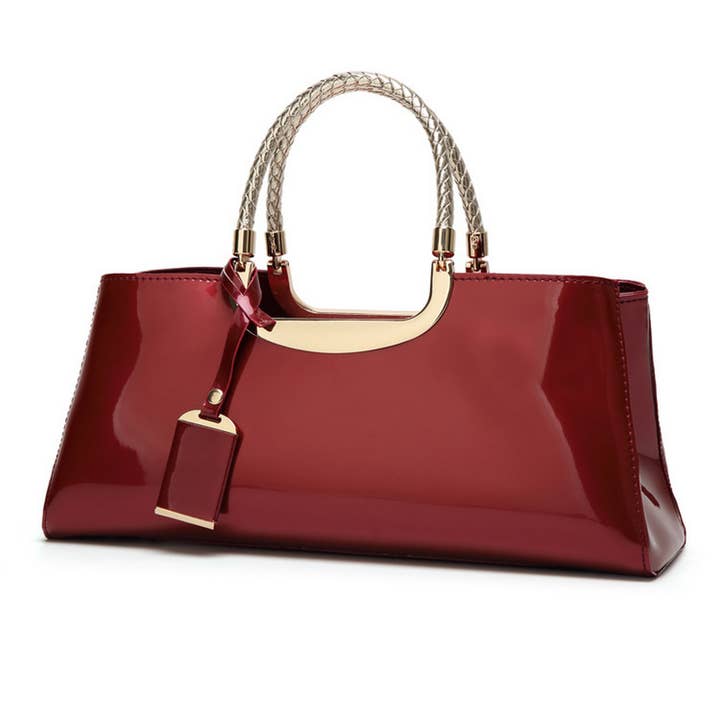ACCITY - Wholesale Top Handle Bag - Women's - FASHIONABLE EVENING GLOSSY PATENT LEATHER TOTE_CWAB2635