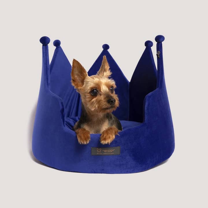 NANDOG PET GEAR FLORIDA – Großhandel Haustierbett – Katze/Hund – Nandog Prive Collection Großes Kronenbett (Königsblau)