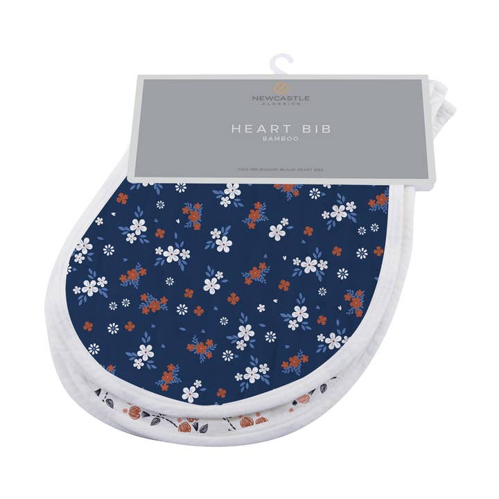 Blooms Floral Bamboo Heart Bib 2PK for wholesale by Newcastle Classics