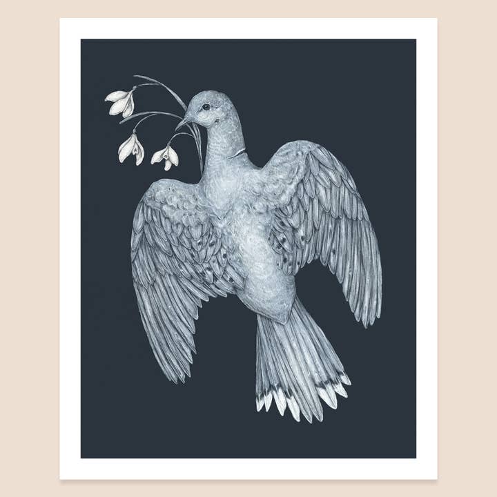8" x 10" Mourning Dove Print for wholesale by Jessica Roux Illustration