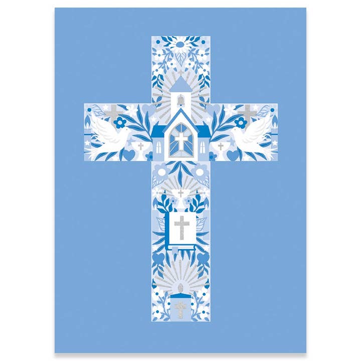 CROSS RELIGIOUS GREETING CARD 4.5 x 6.25" for wholesale by Calypso Cards LLC