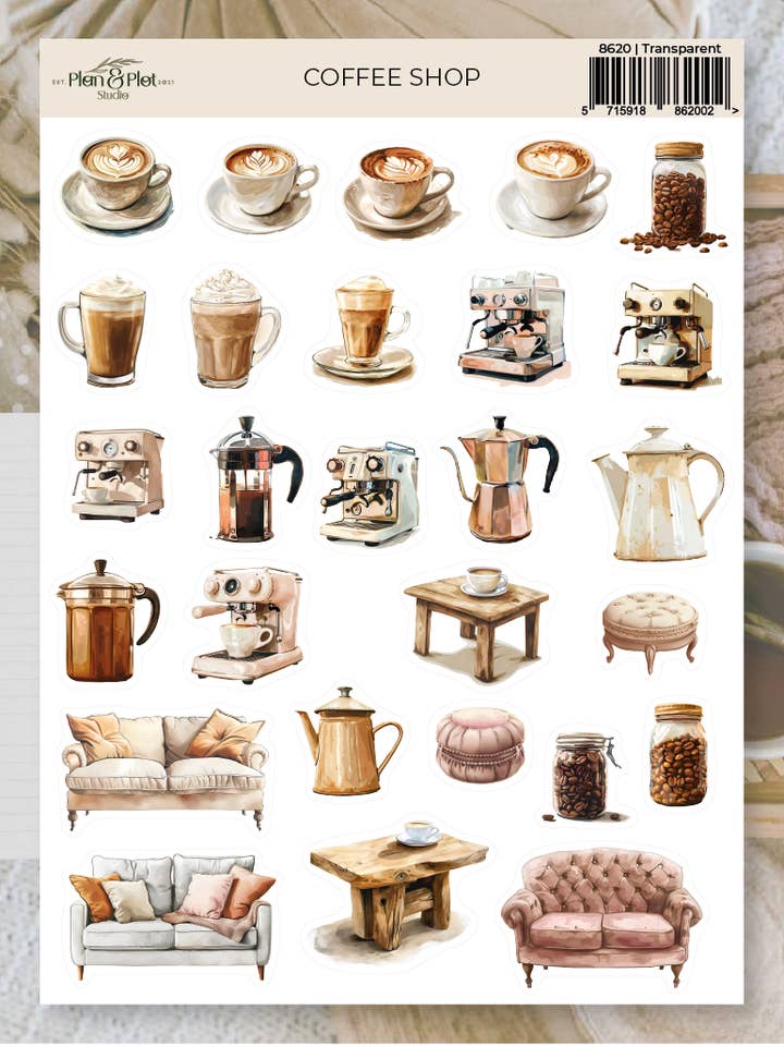 Etiquetas adhesivas para cafetería para venta al por mayor de Plan & Plot Studio