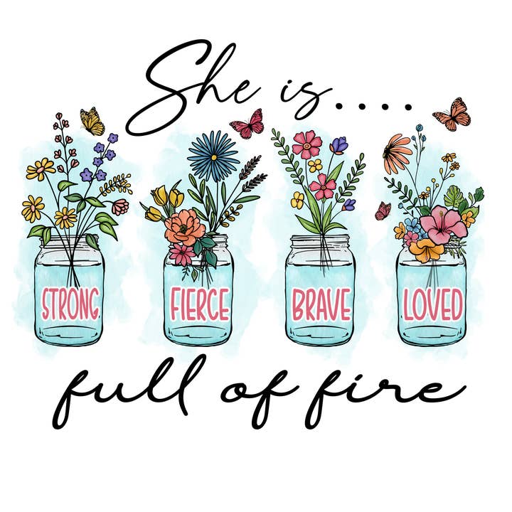 Ze is vol vuurvinyl, sticker, 3x3 in voor wholesale door Savannah and James Co