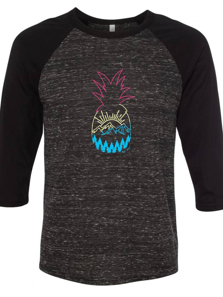 Sunset Swirl Pineapple Baseball Tee for wholesale by Kompass Apparel