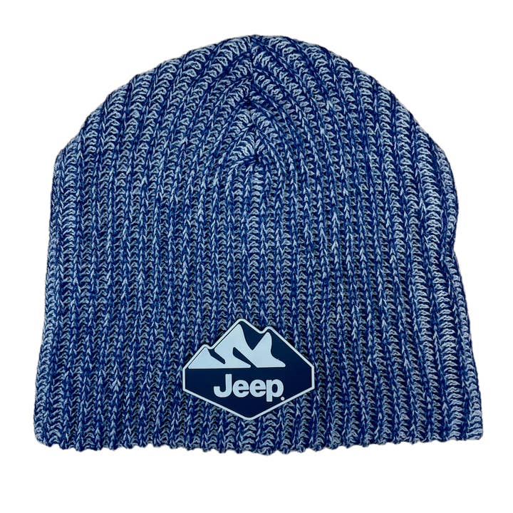 Detroit Shirt Co. – Großhandel Beanie – Unisex – Hut — Jeep Knit Patch Hat Serie — Blau meliert