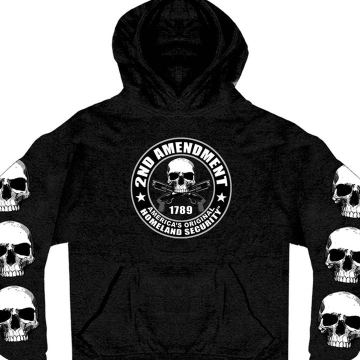 Hot Leathers GMS4200 Men’s ‘2nd Amendment’ Black Hooded Sweatshirt for wholesale by Hot Leathers