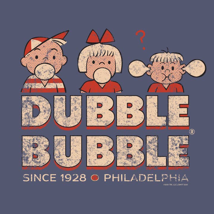 Heather Navy Dubble Bubble Retro | Vintage Bubble Gum Tee for wholesale on Faire1