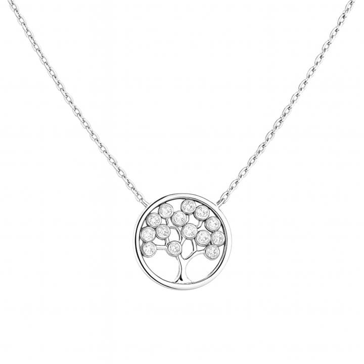 Halskette „Mirabel“ – 925 Silber, Lebensbaum mit Zirkonia für den Großhandel von Impala