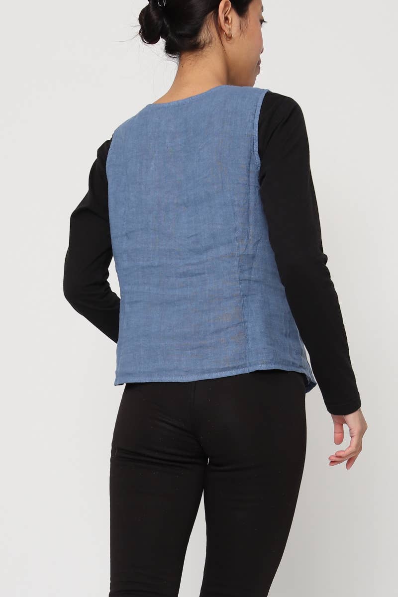 LÉA & LUC - Wholesale Button Down Shirt - Women's - Sleeveless shirt in 100% Linen REF. 514642