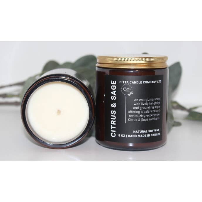 Citrus & Sage Soy Candle - Natural Wax - Gift & Decor for wholesale by Citta Candle Company Ltd.