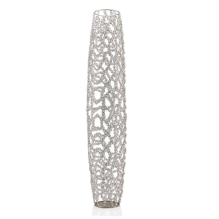 HomeRoots - Wholesale Vase - 47" Crystal Glass Silver Oval Floor Vase