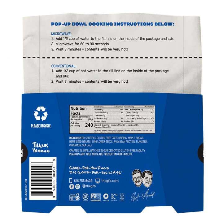 The GFB - Wholesale Oats - The GFB: Maple Raisin Gluten Free Protein Oatmeal Pop-Up Cup5
