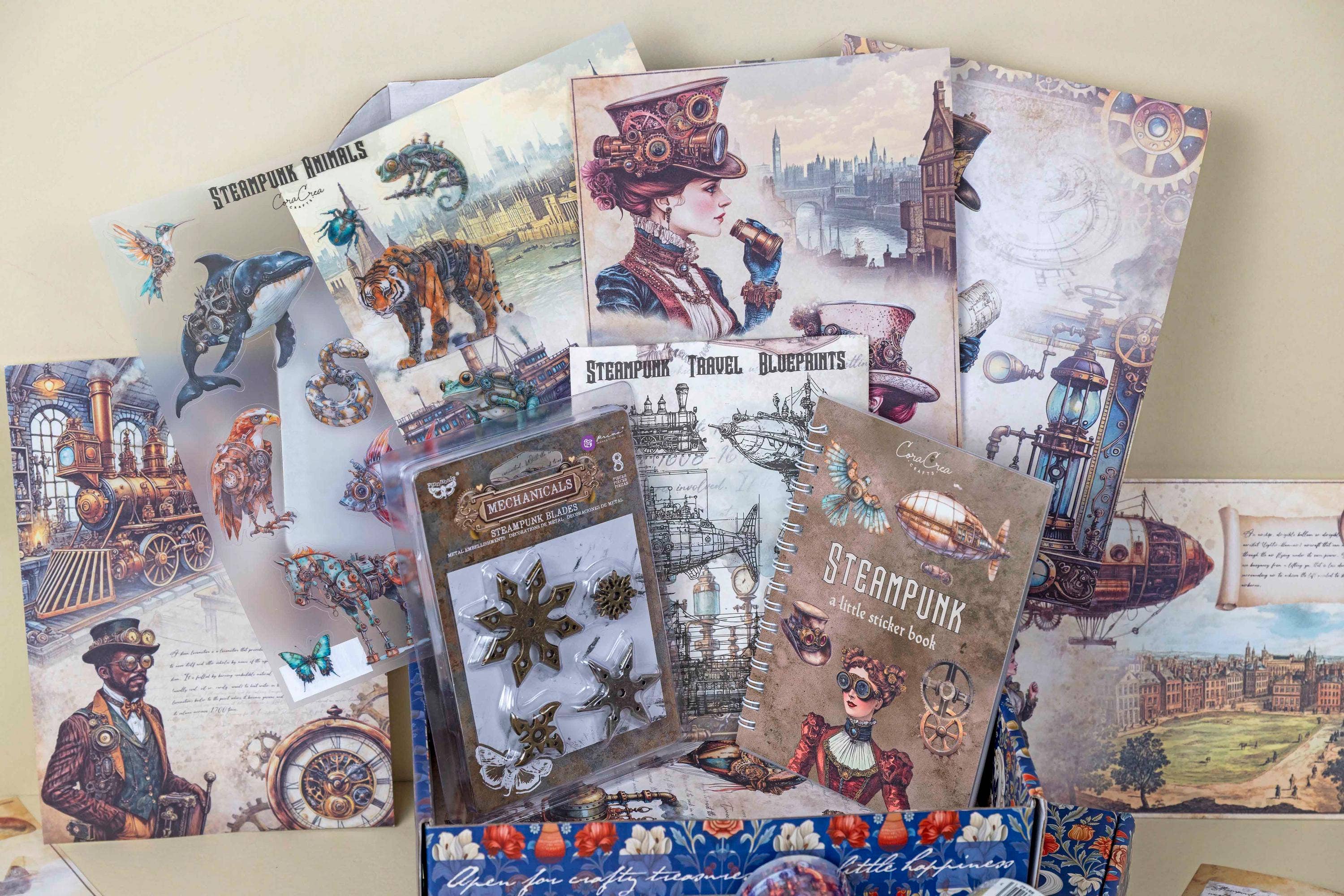 CoraCreaCrafts - Wholesale Scrapbooking Kit - Steampunk Box4
