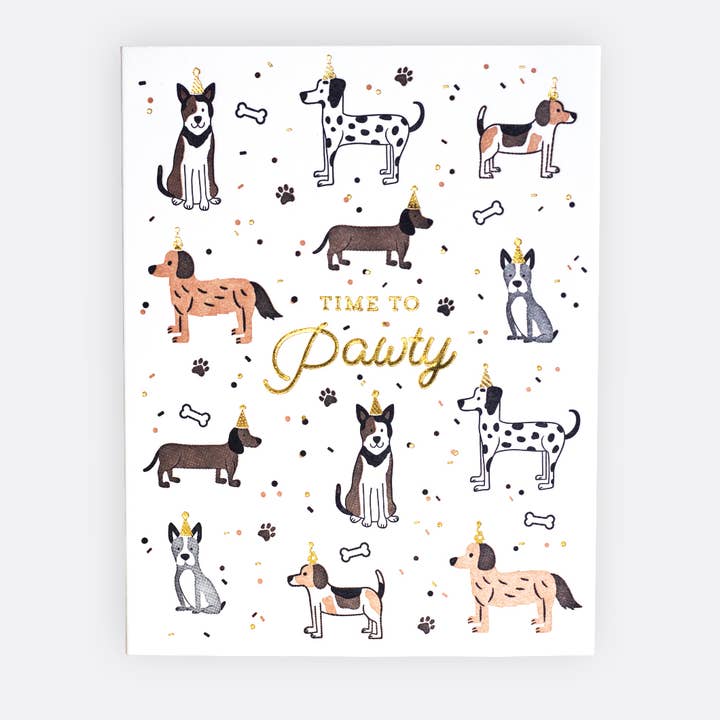 Elum Designs - Wholesale Birthday Card - Bday, Party Hat Dogs - Greeting Card