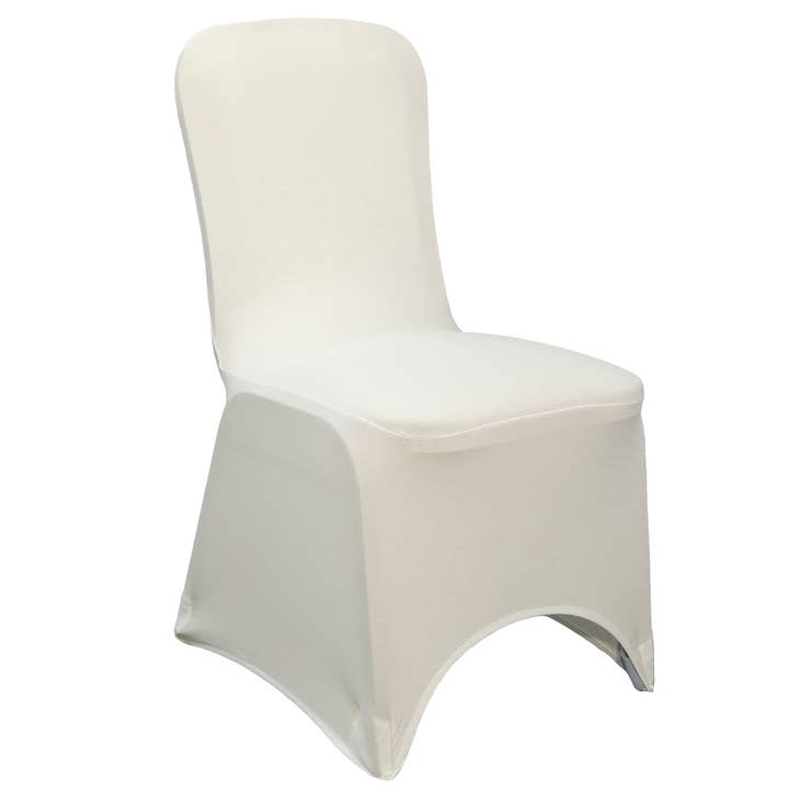 Square Top Spandex Banquet Chair Cover Ivory for wholesale by YOUR CHAIR COVERS