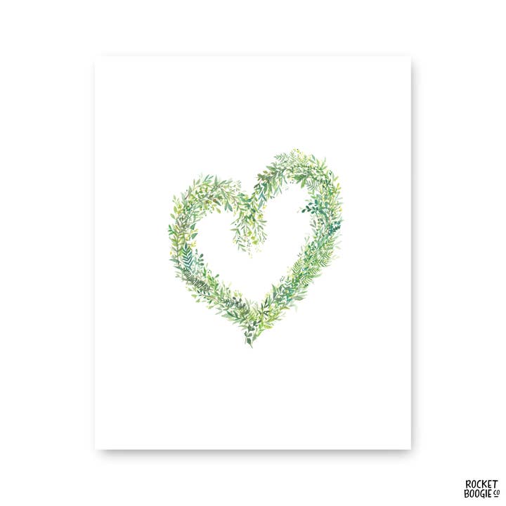 Wreath Heart Print for wholesale by Rocket Boogie Co.