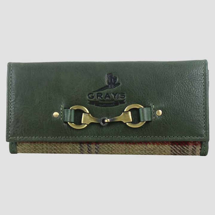 Sac Lily Snaffle en cuir et tweed vert pour la vente par Grays 1922