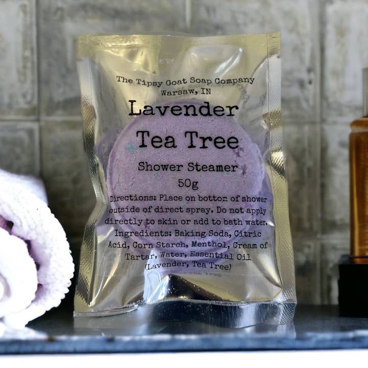 Vapeur de Douche Lavande Arbre à Thé pour la vente par The Tipsy Goat Soap Company