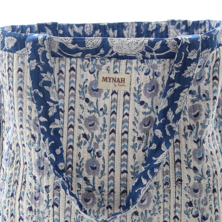 MYNAHbySmitha - Wholesale Tote Bag - Women's - Porcelain floral print reversible tote bag-Small laptop bag4