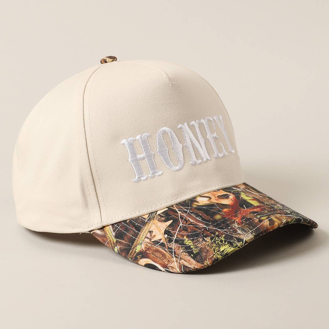 Fashion City - Wholesale Trucker Hat - Unisex - HONEY Lettering Embroidery Camo Two-Tone Cap26