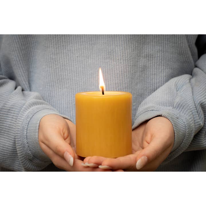 The Beeswax Co. - Wholesale Pillar candle - 3 Inch Beeswax Pillars6