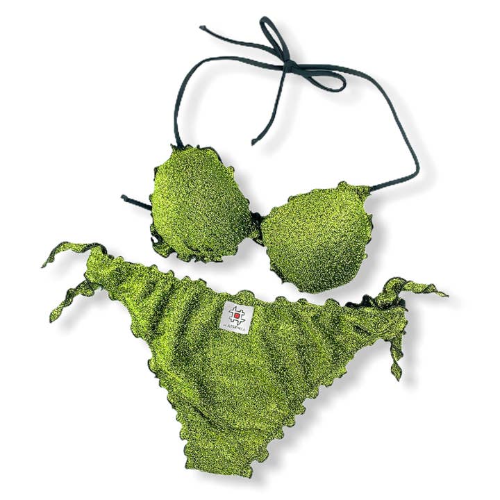 #MAISENZA - Wholesale Two Piece Swimsuit - Women's - Bikini Frou Frou - Glitter Acid Bikini Frou Frou - Glitter Black