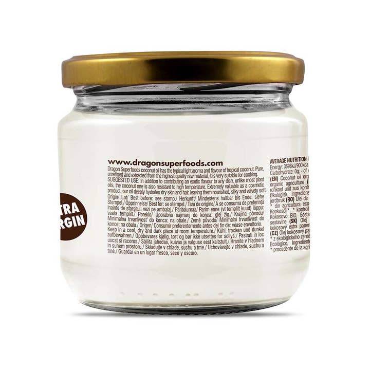 Smart Organic - Wholesale Cooking Oil - Coconut Oil, Extra Virgin, Bio, Dragon Superfoods, 300ml1