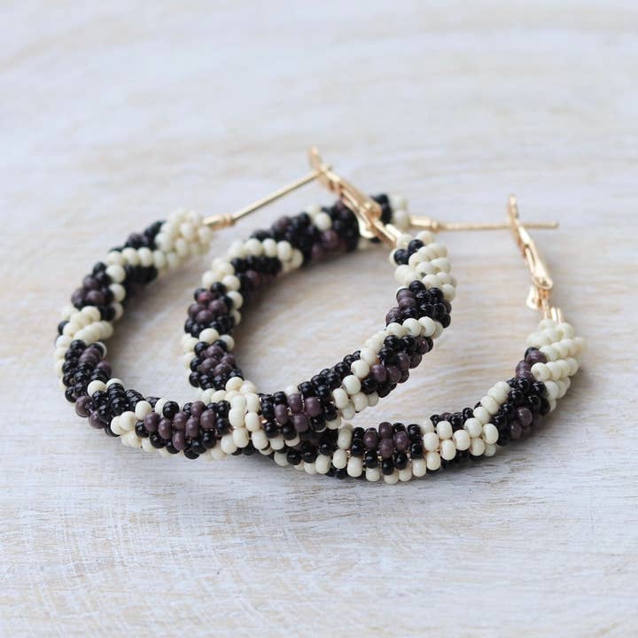 Custom Cheetah Beaded Hoop Earrings | Animal Print Hoop for wholesale by Pierce + Hide