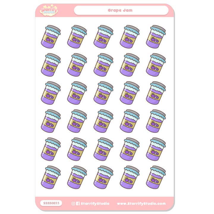 Feuille d'autocollants Grape Jam pour la vente par Pastel Dreamer, LLC.