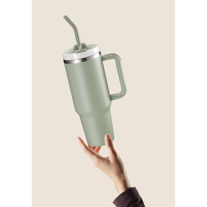 Kook - Wholesale Insulated Mug/Tumbler - Kook Stainless Steel Tumbler, with Straw and Handle, 40 oz