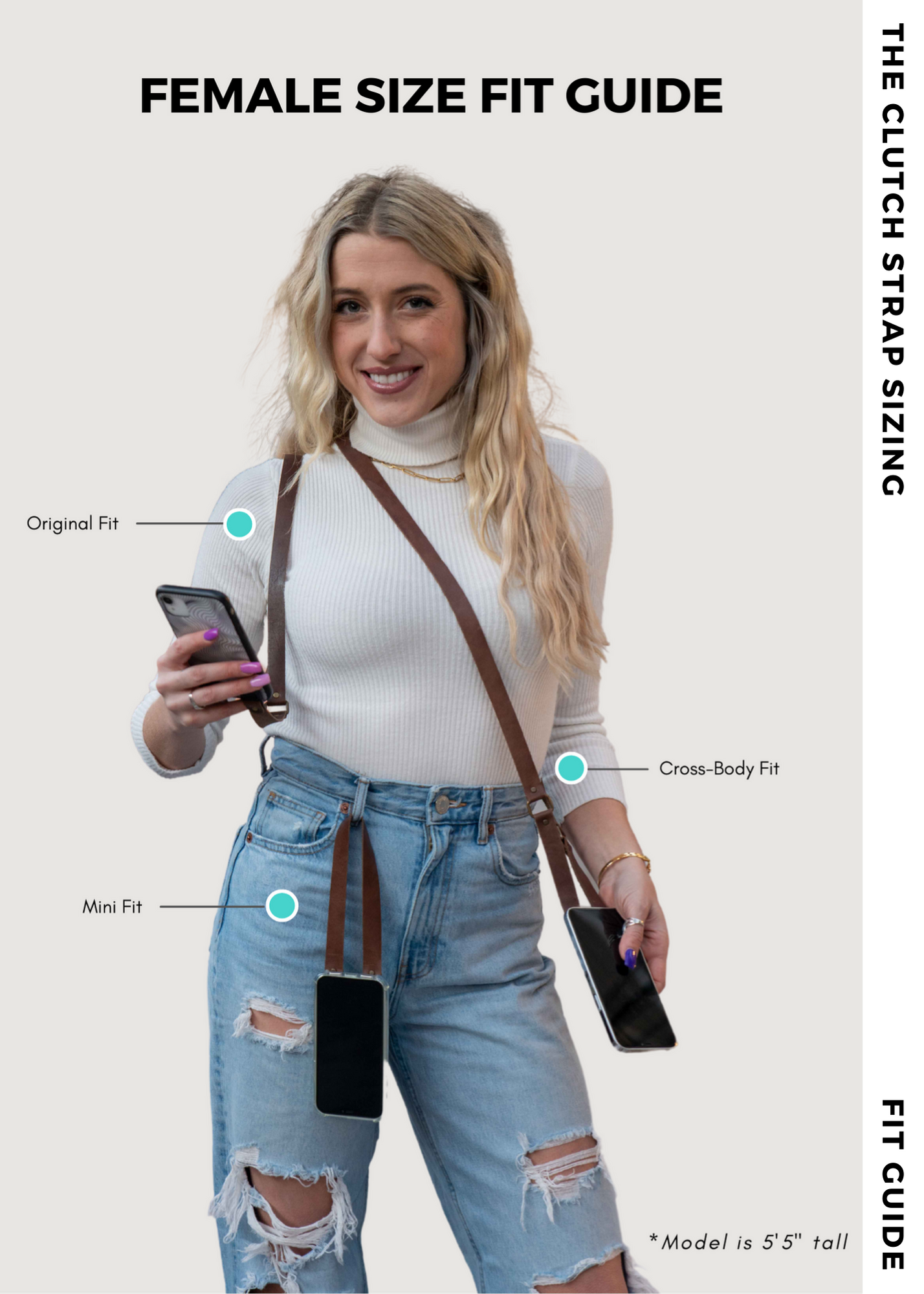 Clutch Creations - Wholesale Phonecase Strap - White Leather Detachable Cross-Body Phone Strap5