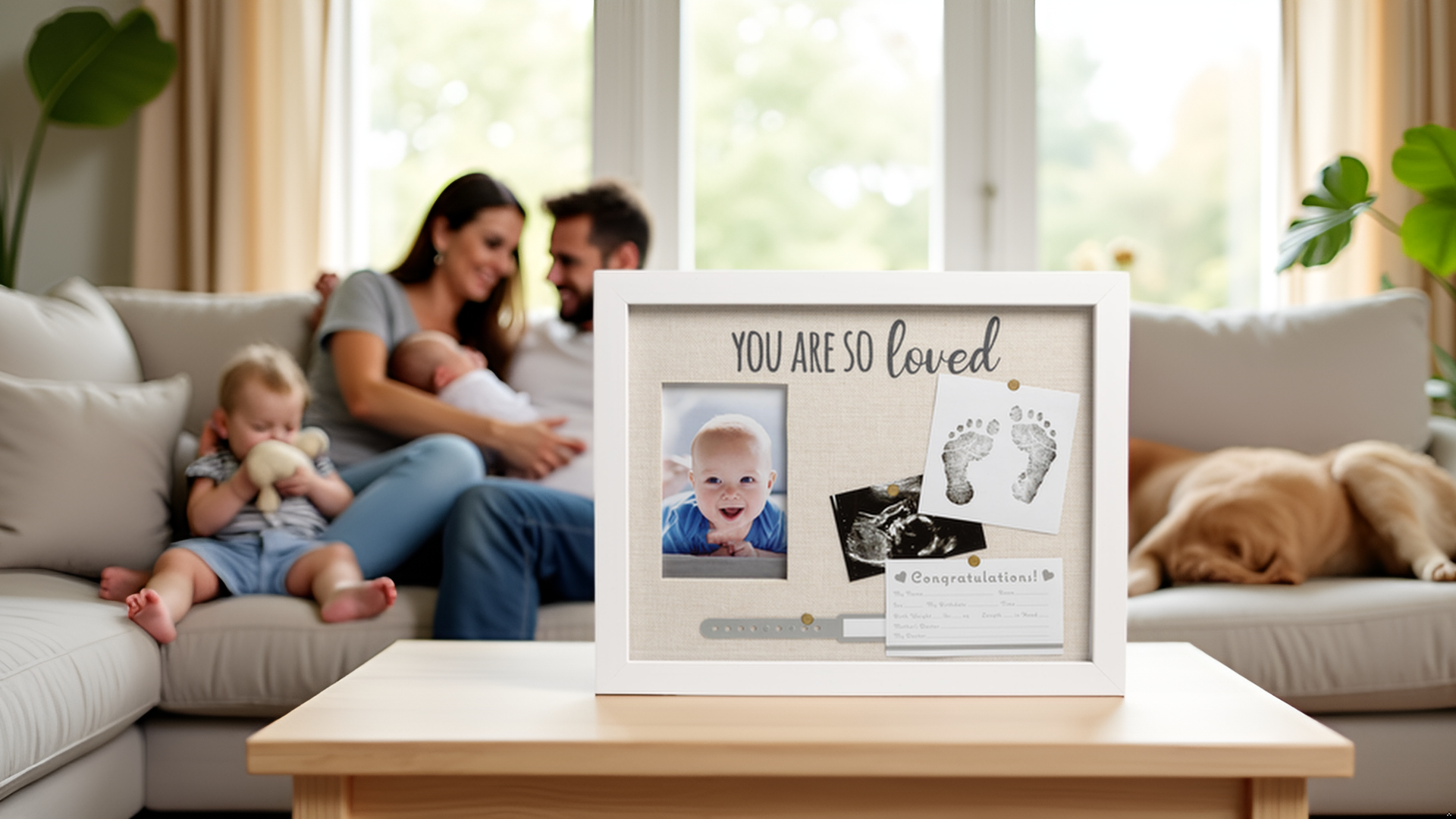 Kate & Milo - Vente Cadre photo - Enfant et bébé - Cadre boîte à ombre & souvenir avec tampon encreur "Tu es tellement aimé bébé"7