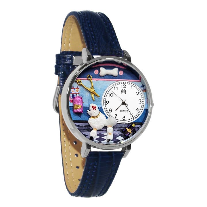 Hundfrisör 3D-klocka | Handgjord i USA | Guld eller silver för wholesale av Whimsical Gifts