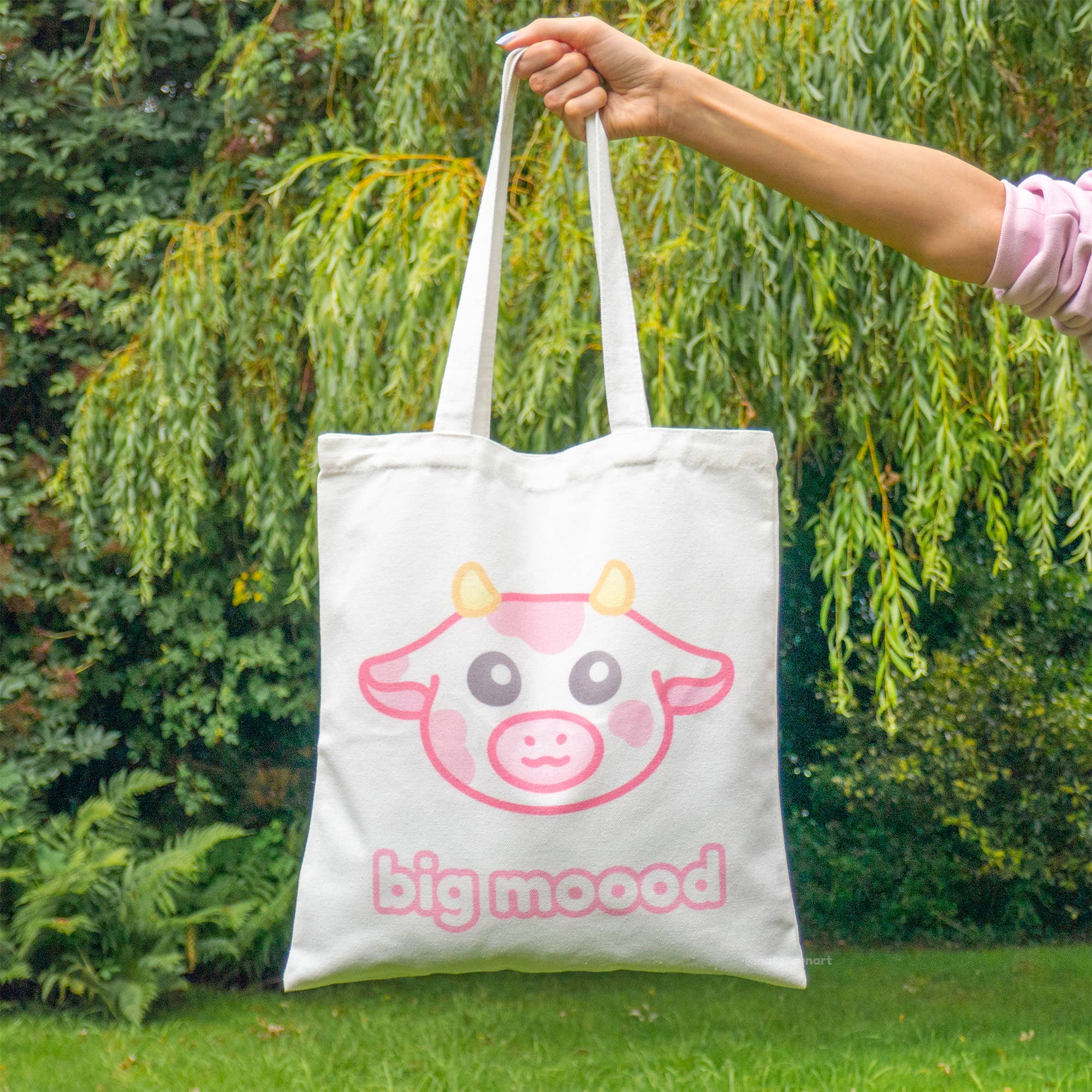 NatGreenArt - Wholesale Tote Bag - Unisex - Pink Cow Canvas Tote Bag