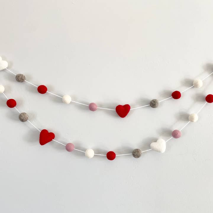 Galentines Heart Garland for wholesale by Wool Jamboree