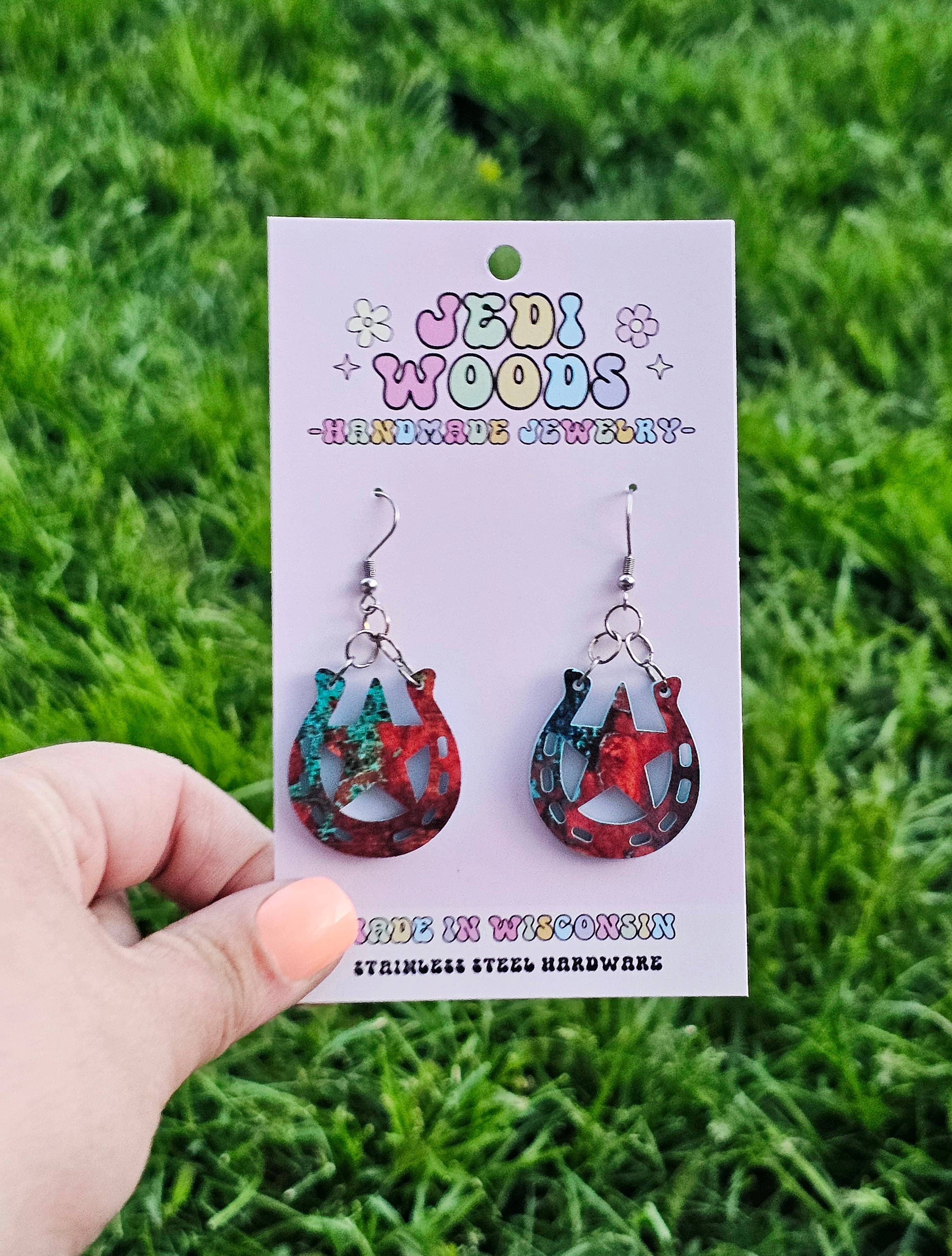 Jedi Woods LLC - Vendita all'ingrosso Orecchini pendenti - Orecchini Western a ferro di cavallo e stella1