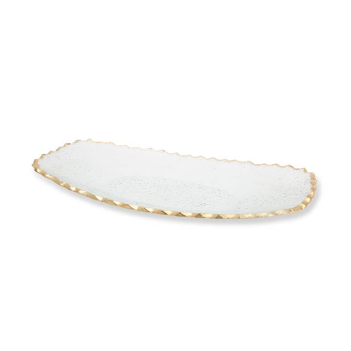 CLASSIC TOUCH DECOR INC. - Wholesale Decorative Tray - Glass Oblong Tray with Gold Edge - GT2140