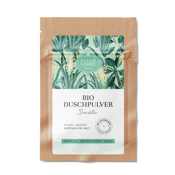 Organic shower powder sensitive, travel size 10 g for wholesale by Eliah Sahil