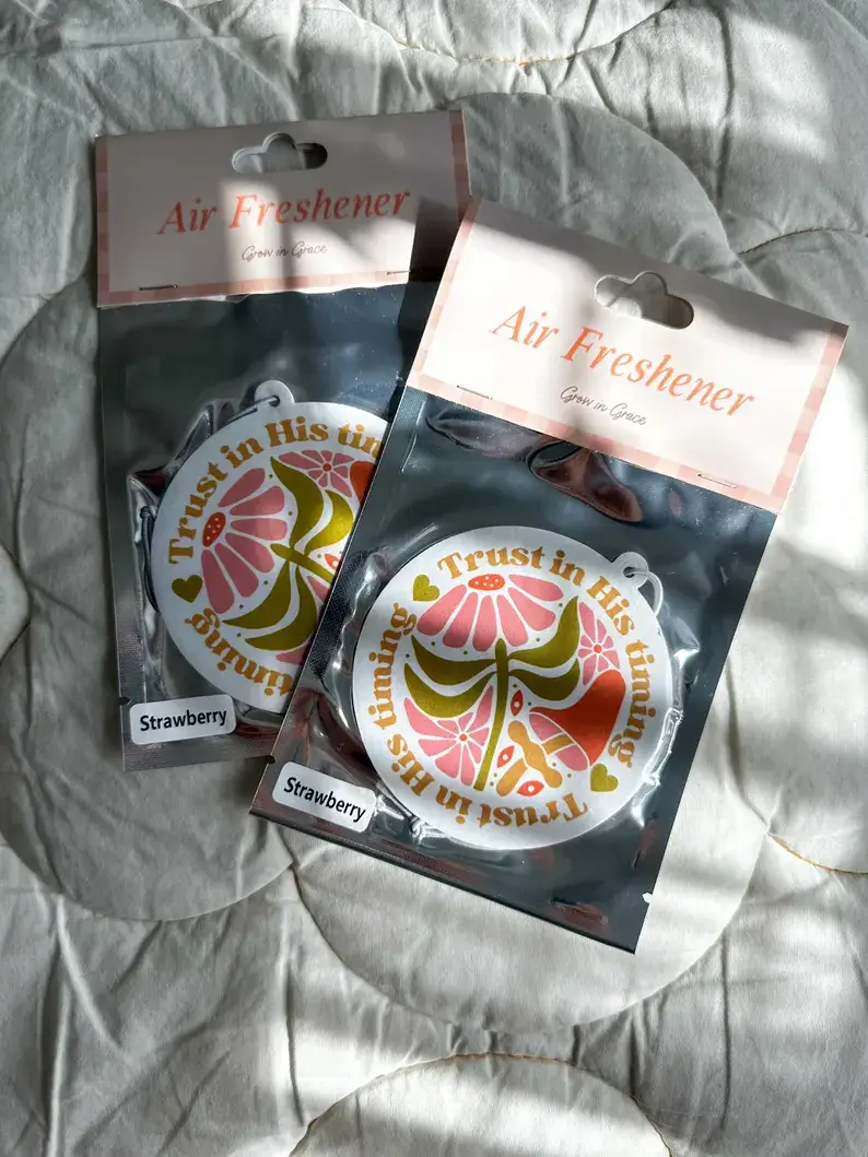 Grow in Grace - Wholesale Air Freshener - Trust in His timing, Bible verse air freshener1